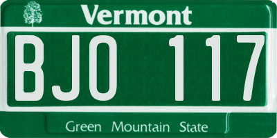 VT license plate BJO117