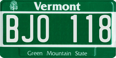 VT license plate BJO118