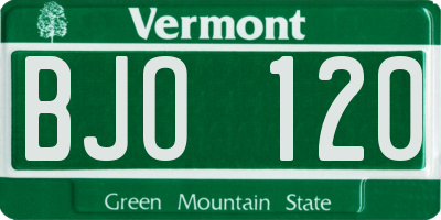VT license plate BJO120