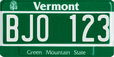 VT license plate BJO123
