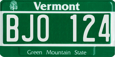 VT license plate BJO124