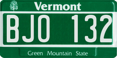 VT license plate BJO132