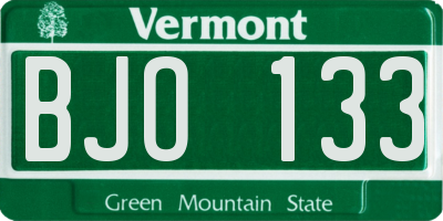 VT license plate BJO133