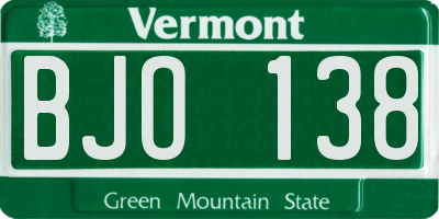 VT license plate BJO138
