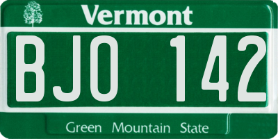 VT license plate BJO142