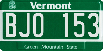 VT license plate BJO153