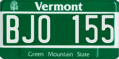 VT license plate BJO155