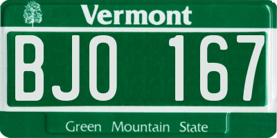 VT license plate BJO167