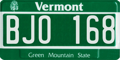 VT license plate BJO168