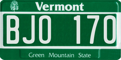 VT license plate BJO170