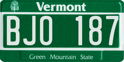 VT license plate BJO187
