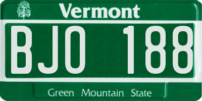 VT license plate BJO188