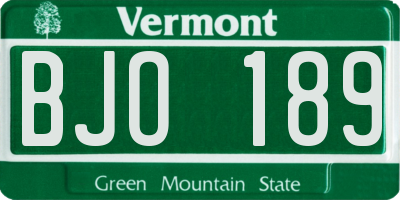 VT license plate BJO189