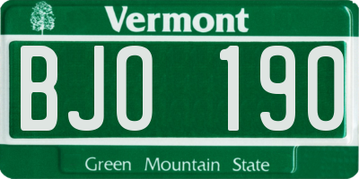 VT license plate BJO190