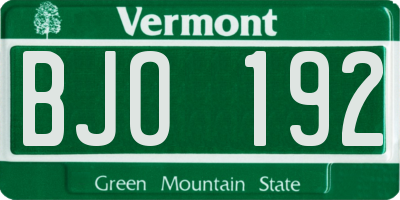 VT license plate BJO192