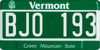 VT license plate BJO193