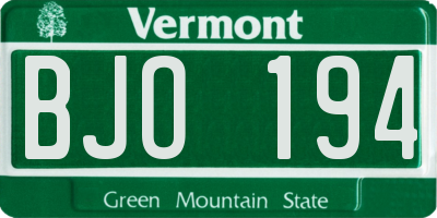 VT license plate BJO194