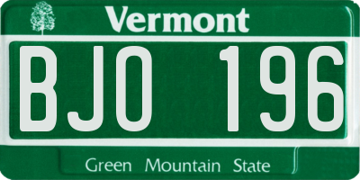 VT license plate BJO196