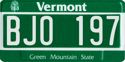VT license plate BJO197