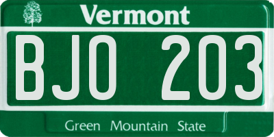 VT license plate BJO203