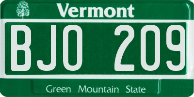 VT license plate BJO209