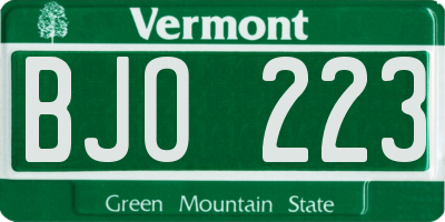 VT license plate BJO223