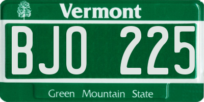 VT license plate BJO225