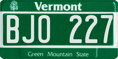 VT license plate BJO227