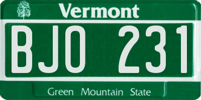 VT license plate BJO231