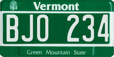 VT license plate BJO234