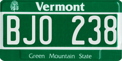 VT license plate BJO238