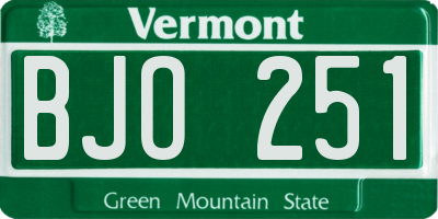 VT license plate BJO251
