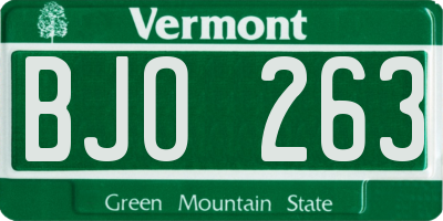 VT license plate BJO263