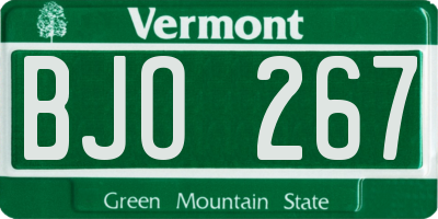 VT license plate BJO267