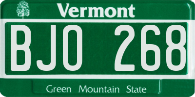 VT license plate BJO268