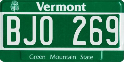 VT license plate BJO269