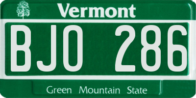 VT license plate BJO286