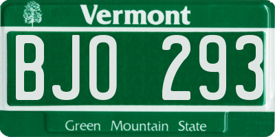 VT license plate BJO293