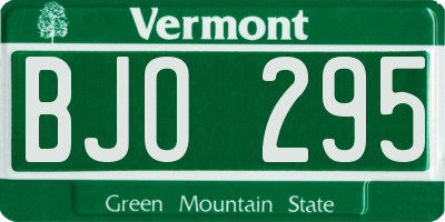 VT license plate BJO295