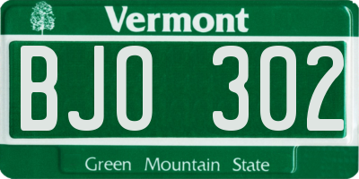 VT license plate BJO302