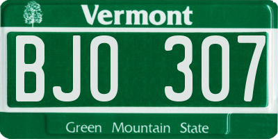 VT license plate BJO307