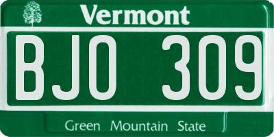 VT license plate BJO309