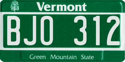 VT license plate BJO312