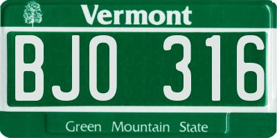 VT license plate BJO316