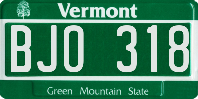 VT license plate BJO318