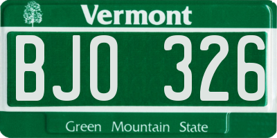 VT license plate BJO326