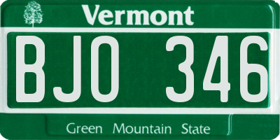 VT license plate BJO346