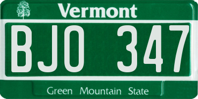 VT license plate BJO347