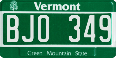 VT license plate BJO349