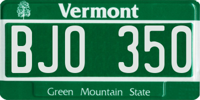 VT license plate BJO350